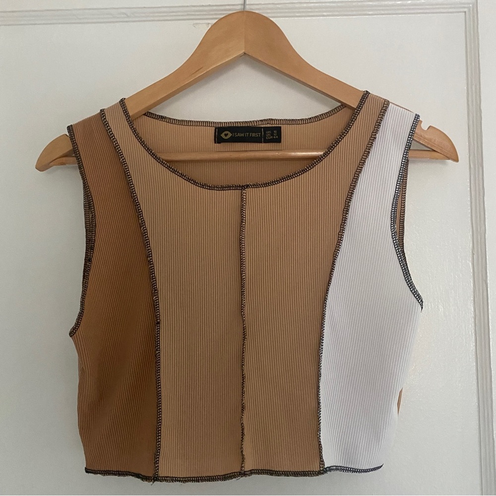 I Saw First contrast seam detail crop top set in multi neutral block size 12